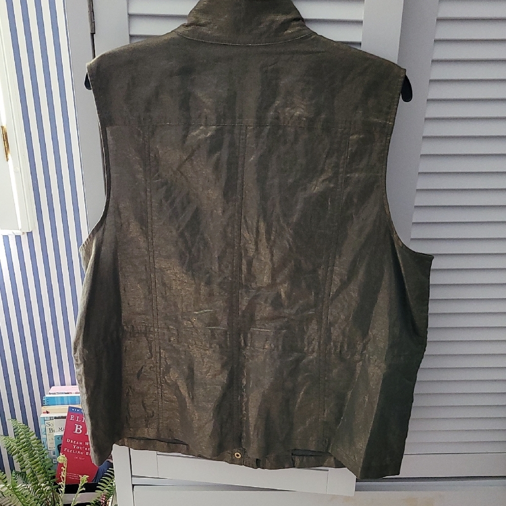 Chico's Linen-Blend Metallic Vest 3=16/XL - Picture 3 of 5